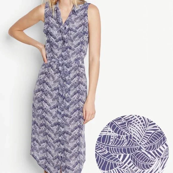 EQUIPMENT Tegan Sleeveless Silk Shirt Dress in Leaf Print Small S
