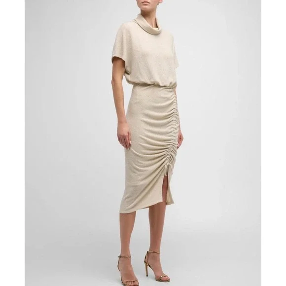 Black Halo Iliana Ruched Sheath‎ Dress Sparkling Champagne Size Large