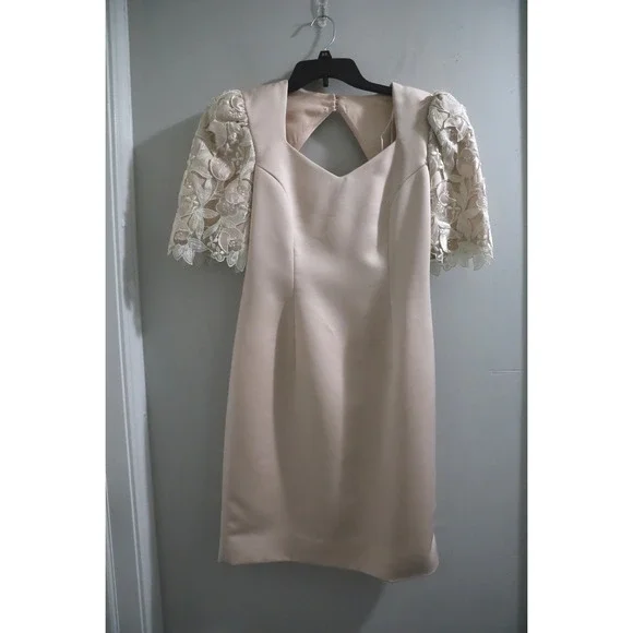 Bracoloni by Lucero Corredor Blush Pink Lace Puff Sleeve Cutout Back Dress 8