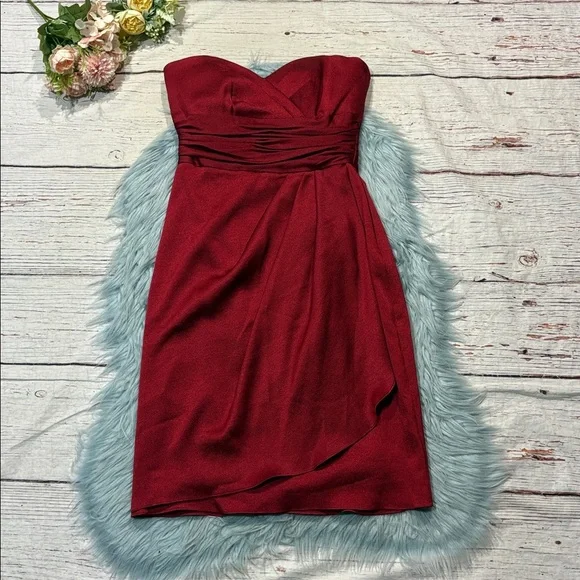 NWT Lelarose Bridesmaid Candy Apple 168 Tulip Red Sweetheart Mini Dress