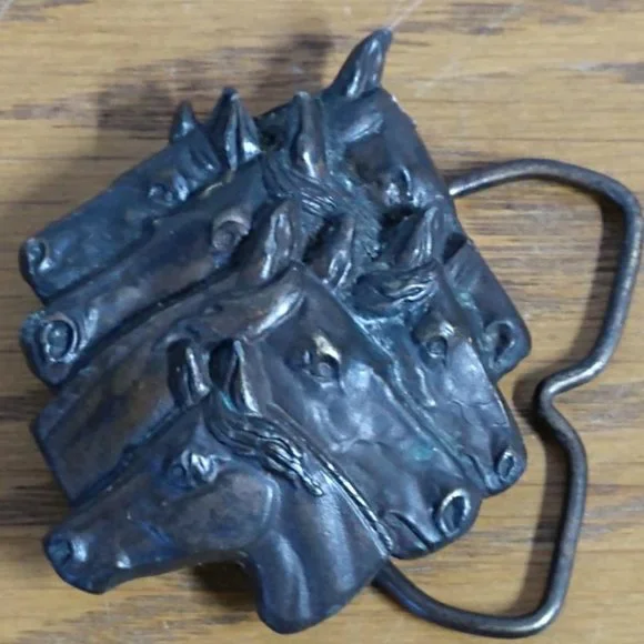 Vintage Horse Bergamont Brass Belt Buckle