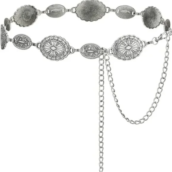 Metal Concho Belt for Women – Western Chain Belt for Dresses & Jeans