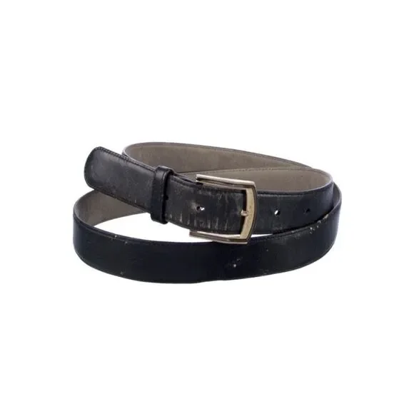 Pierre Cardin Authentic Vintage Solid Black Calfskin Leather Belt 38 / 95 Spain