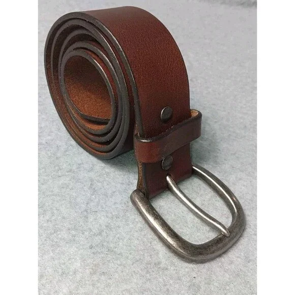 Gap Eyelet Brown Leather Belt Made in USA Genuine Cowhide Size S Casual Work