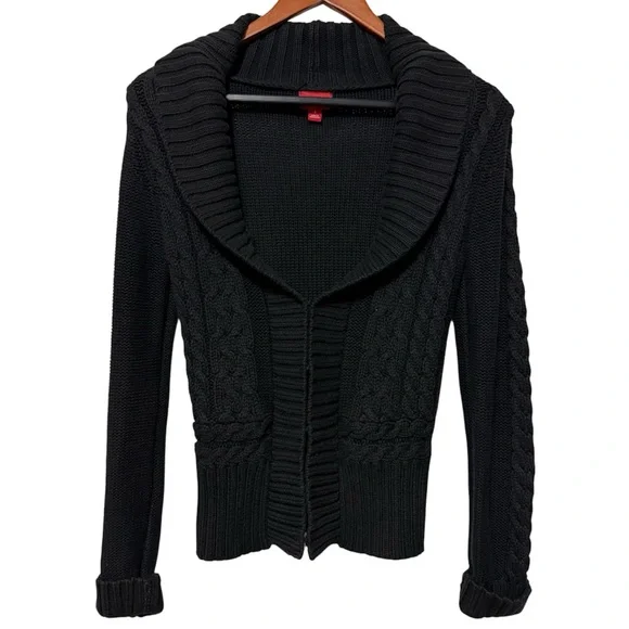 Mossimo Supply Co Cable Knit Sweater Cardigan Chunky Women’s Small Black Shawl