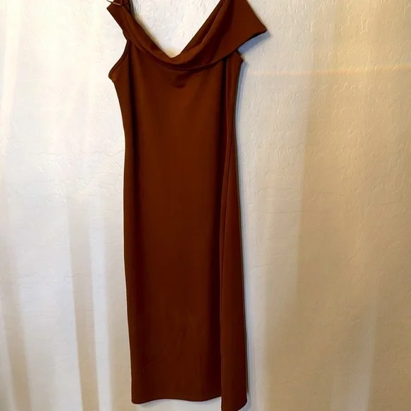 NWT Zara Brown Asymmetrical Strapless Bodycon Dress