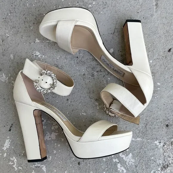 Jimmy Choo Mionne 120 Latte Leather platforms