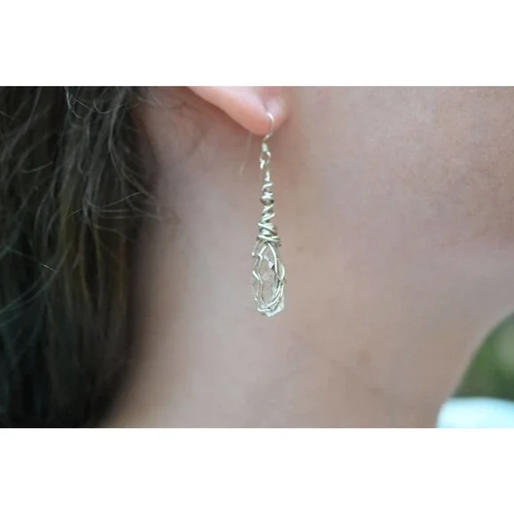 Large Dangle Earrings, Wire Wrapped Earrings, sterling silver, Gift for …