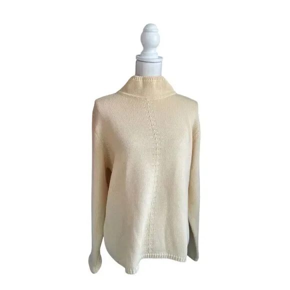 NWT Talbots Mock Neck Long Sleeve Wool Blend Sweater Yellow XL