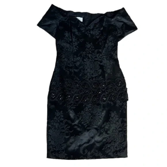 BLACK size 4 scott mcclintock sweetheart neckline black mini dress