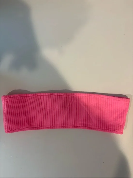 triangl swimwear Ribbed Bandeau Bikini Top in Hot Pink