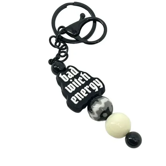 Keychain purse charm Beaded Keychain For Women, Silicone bead Bad Witch Energy