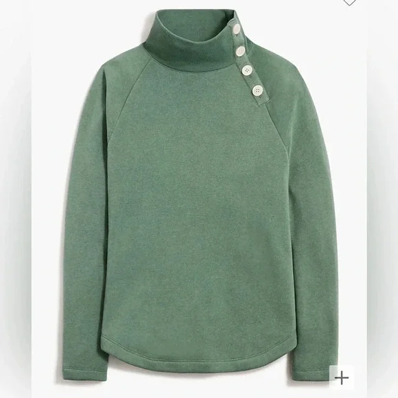 J.Crew Wide button-collar pullover green Sweater Size Small