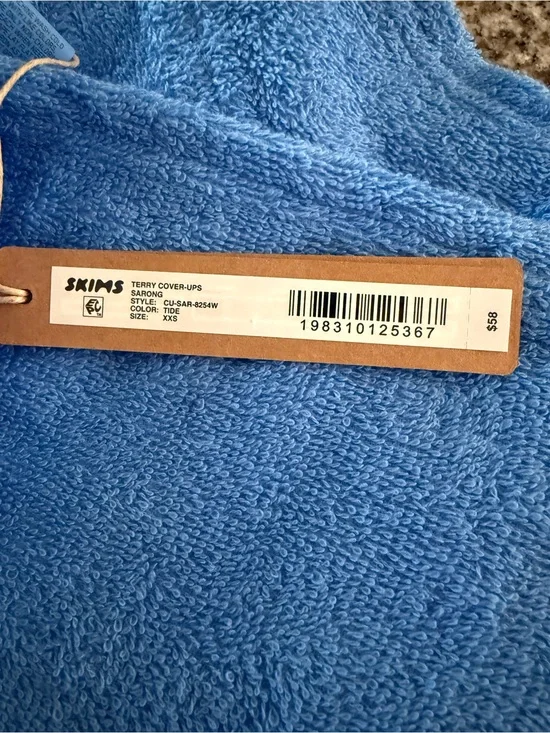 SKIMS Terry Cover Up Swim Sarong Wrap Tide Blue XXS NWT
