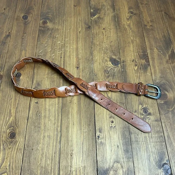 Geomo Fashions brown linked leather belt size large