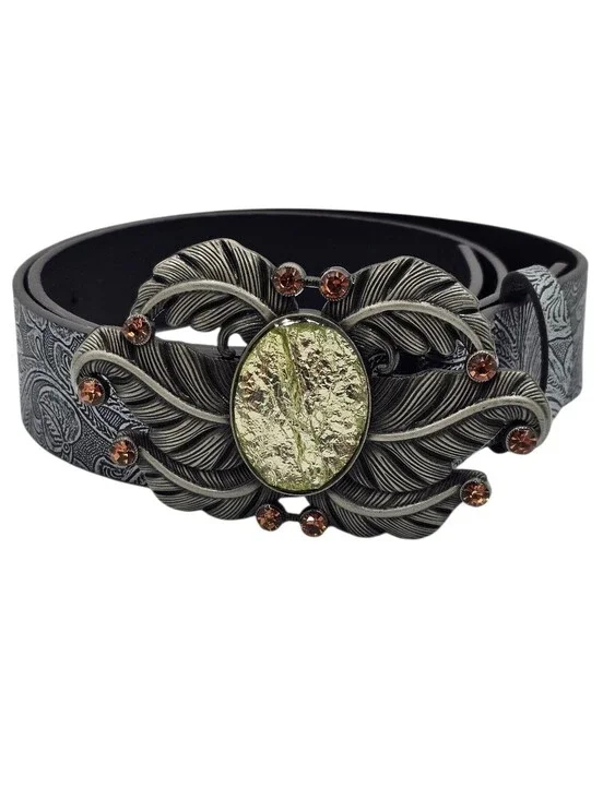 Women's Antique Silver Tone Bohemian Leaf Belt