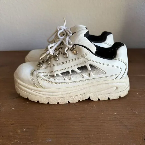 VTG No Boundaries White Platform Chunky‎ Shoes 90s Y2K Womens Size 6 Rare