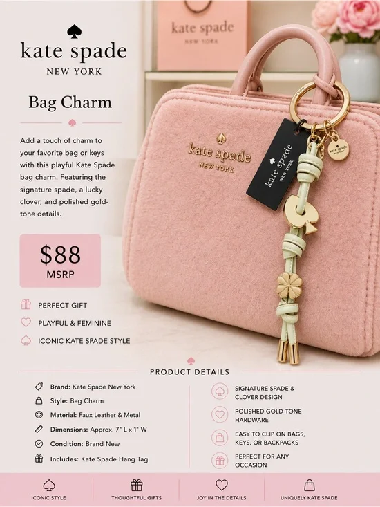 kate spade Pink and Gold Bag Charm