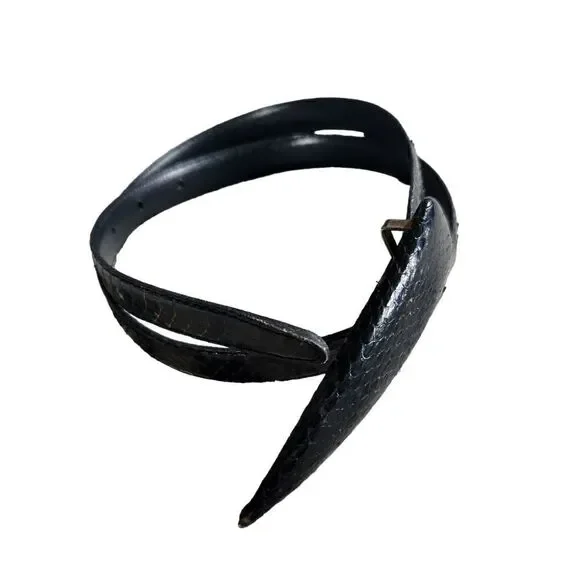 Fob Trading Snakeskin Belt Black M L 24-28 inch Skinny