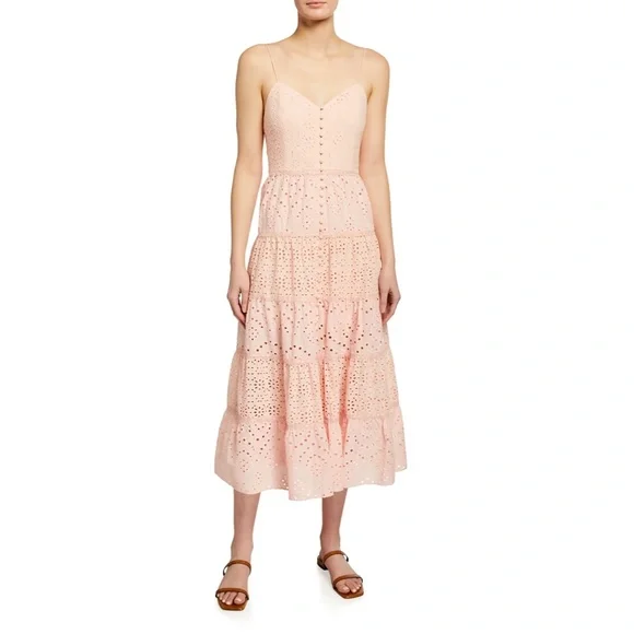NWT $440 ALICE + OLIVIA Shanti Button-Front Tiered Maxi Dress in size 12!