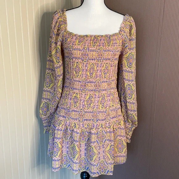 Moon river dress short size medium sheer long  sleeves