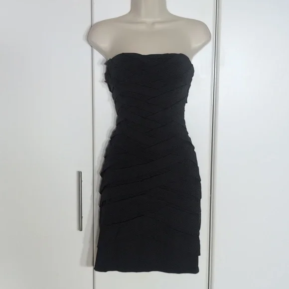 Forever 21 Black Pleated Cowl Neck Mini Dress