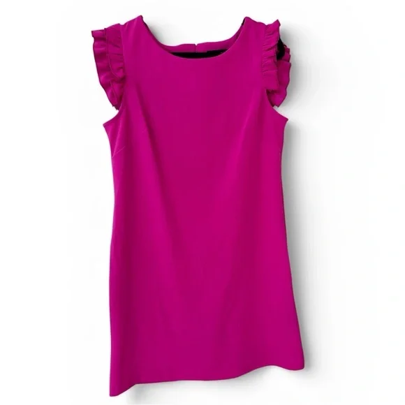 Perceptions Fuchsia Ruffle-Sleeve Shift Dress