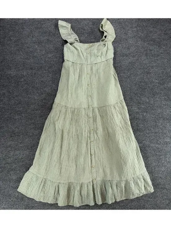 By The River Ruffled Sleeveless Button-Down Dress Small Cottage, Fairy, Festival