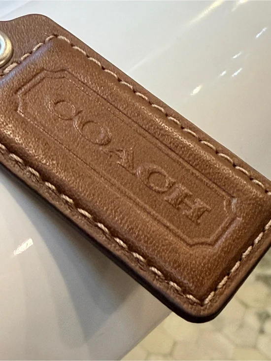 Coach Brown Leather Hangtag Keychain Bag Charm Replacement Tag Vintage