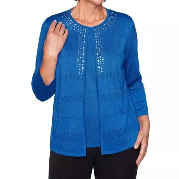 Alfred Dunner - Classic Royal Blue Cardigan sz CL