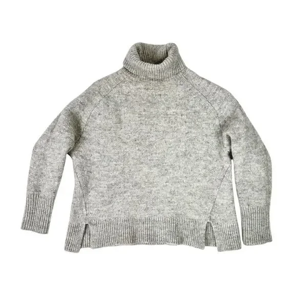 J.Crew Mock Neck  Wool Sweater Alpaca Blend Gray Small Women Turtle Neck