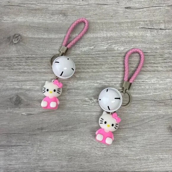 NWOT hello kitty White & Pink Bell key Ring holder
