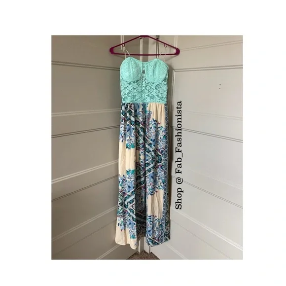 Floral Maxi Dress with Lace Bodice