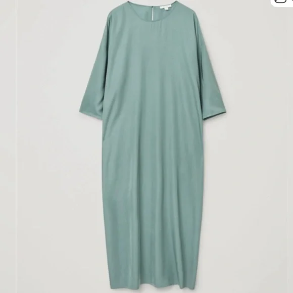 COS Size 4 Teal Maxi Dress Short sleeves Side Pockets NWT Lagenlook