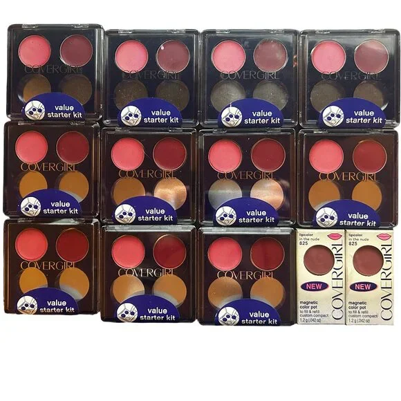 Vintage CoverGirl Custom Compact Lip Color Lot Magnetic Pots Refills Rose Quartz
