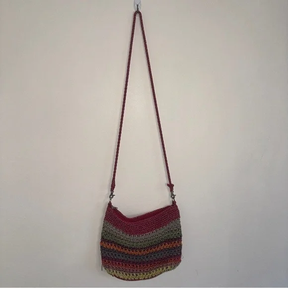 The Sak Rainsbow Colorful Striped Knit Crossbody Bag