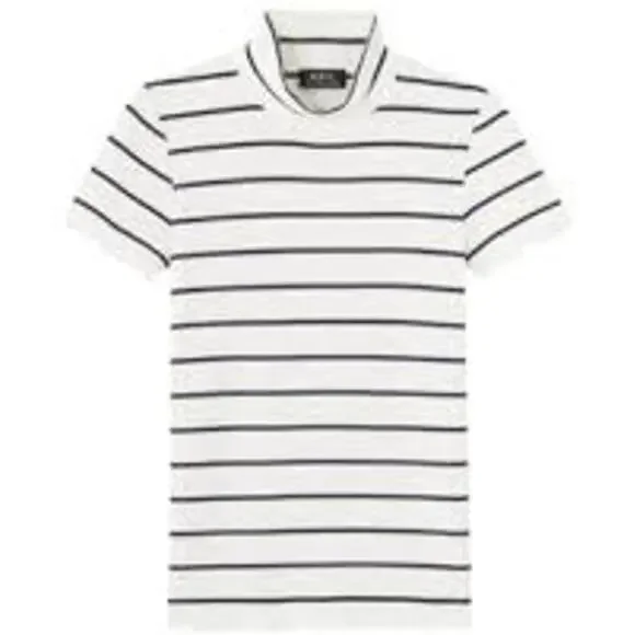 Eye Candy Soft Cozy Striped Short Sleeve Turtleneck Sweater