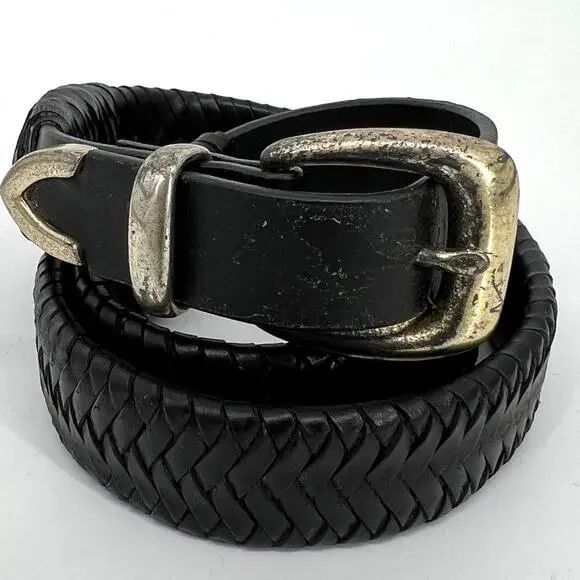 Genuine Leather Braided Belt Black 39