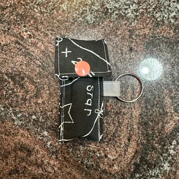 Handmade lip balm holder keychain- chalkboard design