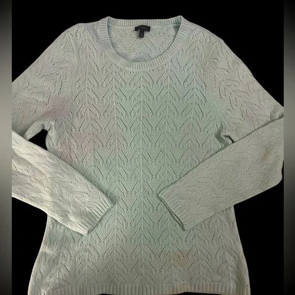 Talbots XL robins egg Tiffany blue pointelle vintage pullover sweater so pretty