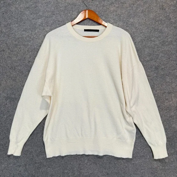 Jenni Kayne Cashmere Blend Oversized Tunic Sweater Womens XS Cream Knit Designer