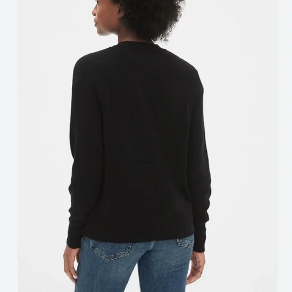 Gap Button Front Cardigan Sweater Size XS 100% Cotton Black V-Neck Knit Fall