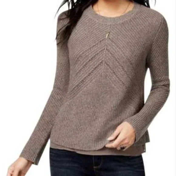 Lucky Brand Shimmery Taupe Lined Sweater NWOT