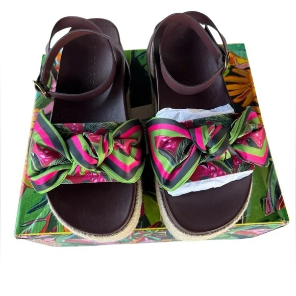 Farm Rio Scarf Raffia Platform Sandals