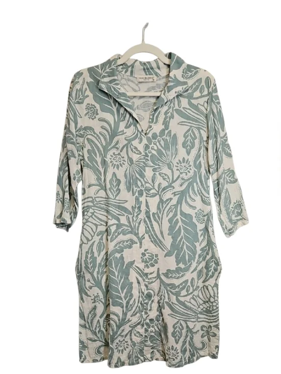 Terzo Millennio Linen Blend Floral Tunic Dress, Size Medium, Made In Italy