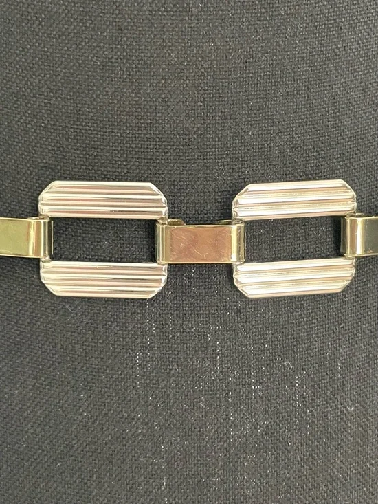 Two-Tone Geometric Chain Link Adjustable Waist Belt - Women Accessories
