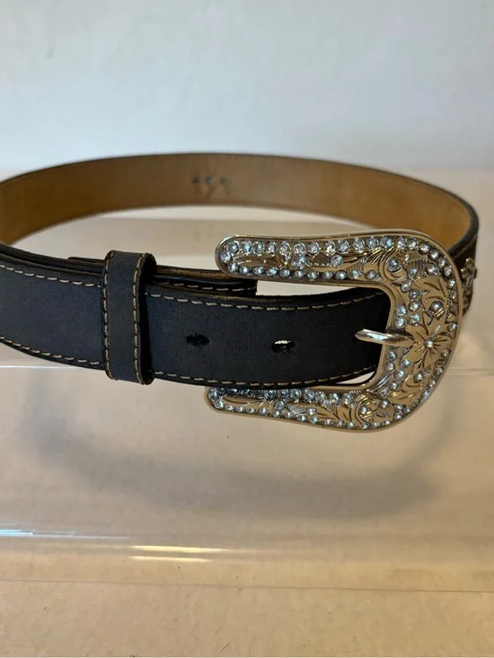 Nocona Belt Co Black Western Rhinestone Belt Size 26 Cowgirl Bling