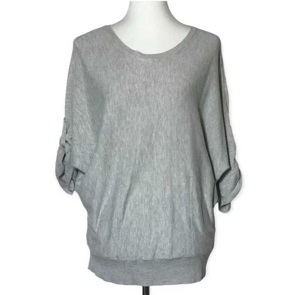 Willi Smith Gray Dolman 3/4 Sleeve Tunic Sweater
