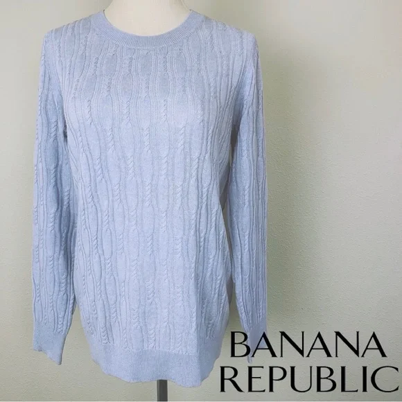 Banana Republic Merino Cashmere Cable Knit Sweater Light Blue Filpucci Medium