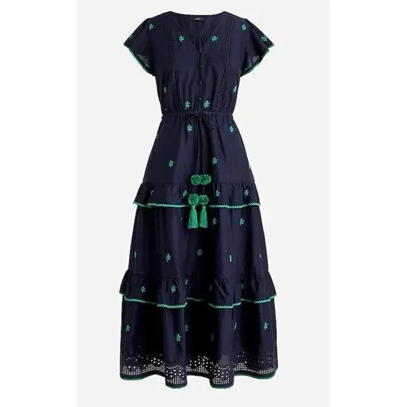 J.Crew Embroidered Midi Dress In Cotton Voile Size 10 / Néw No Tags
